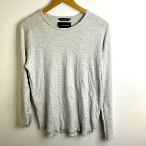 Wings + Horns Long Sleeve Shirt 1x1 Slub Bone Heather Size M